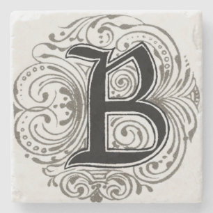 Vintage Monogram "B" i Grått Stenunderlägg