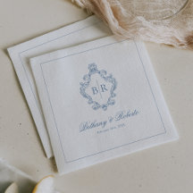 Vintage Monogram Blå Bröllop