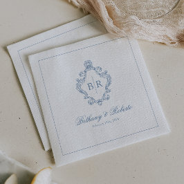 Vintage Monogram Blå Bröllop Pappersservett