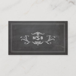 Vintage Monogram Black Rustic Chalkboard Visitkort
