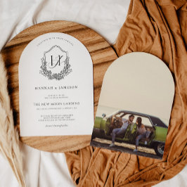 Vintage Monogram | Blommigt Boho bröllopsinbjudan Inbjudningar