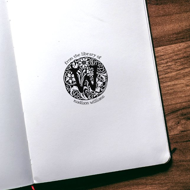 Vintage Monogram Blommor Från Biblioteket  Stämpel (Skapare uppladdad)