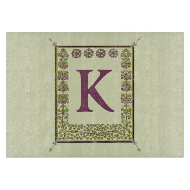 Vintage Monogram Brev Blommigt Ram Nouveau (Framsidan)