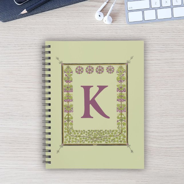 Vintage Monogram Brev Blommigt Ram Nouveau Anteckningsbok (Skapare uppladdad)