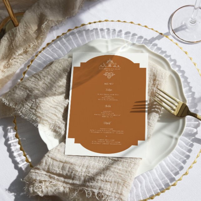 Vintage Monogram | Bröllop Menu Meny (Skapare uppladdad)