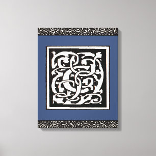 Vintage Monogram C Art nouveau Brev Canvastryck