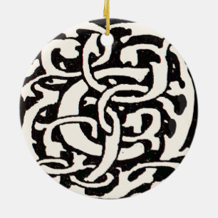 Vintage Monogram C Art nouveau Brev Julgransprydnad Keramik