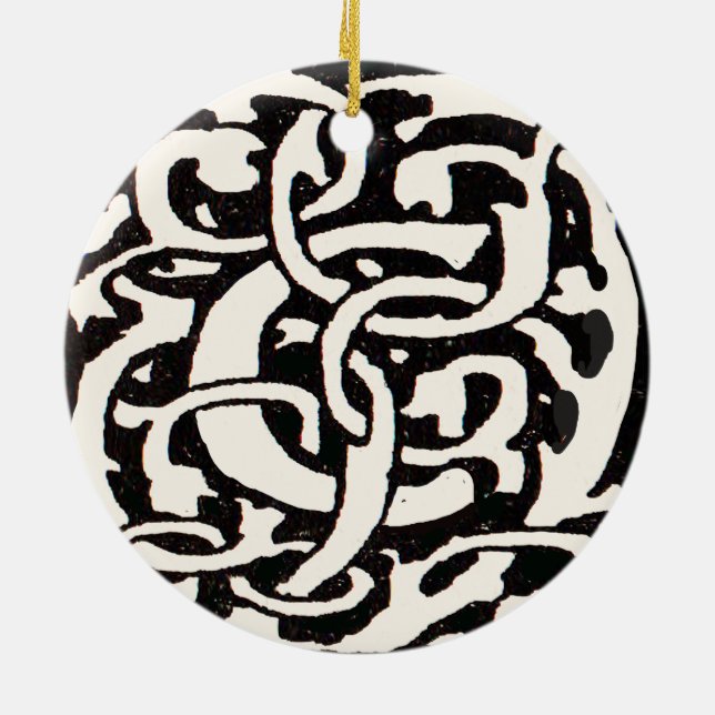 Vintage Monogram C Art nouveau Brev Julgransprydnad Keramik (Baksidan)