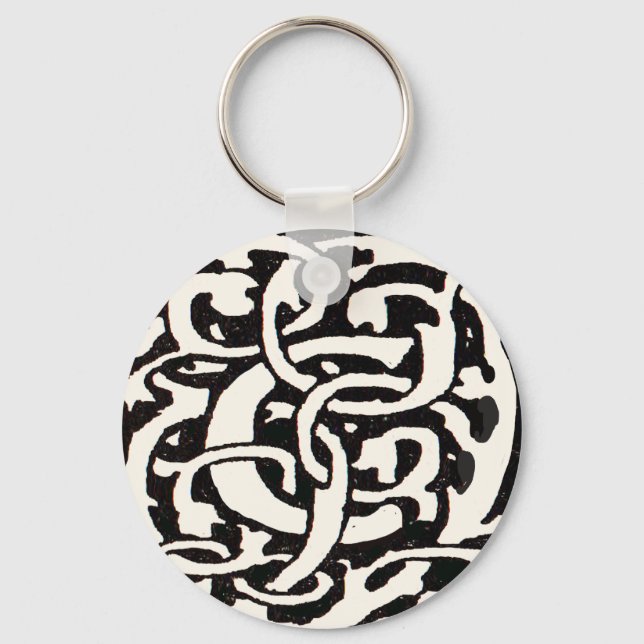 Vintage Monogram C Art nouveau Brev Nyckelring (Framsida)