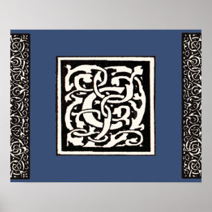 Vintage Monogram C Art nouveau Brev Poster