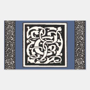 Vintage Monogram C Art nouveau Brev Rektangulärt Klistermärke