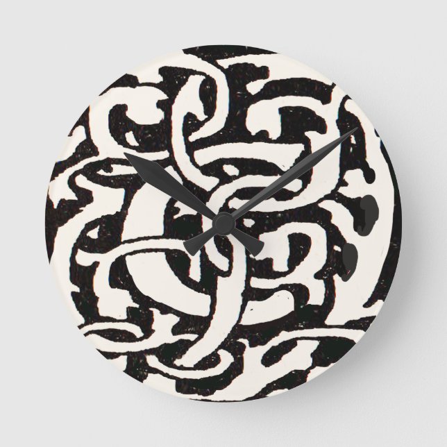 Vintage Monogram C Art nouveau Brev Rund Klocka (Framsida)