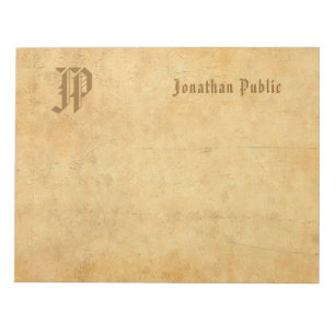 Vintage Monogram Calligraphy Namn Classic Template Anteckningsblock