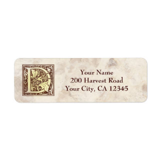Vintage Monogram D Returadress Etikett