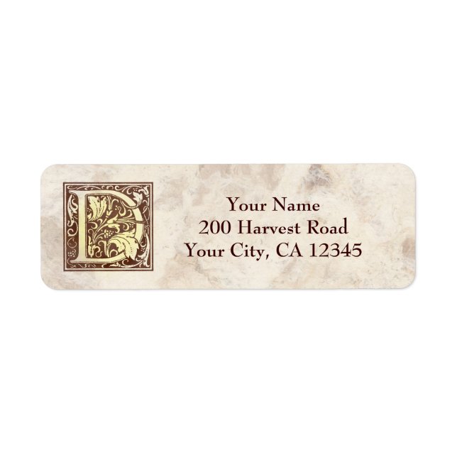 Vintage Monogram D Returadress Etikett (Framsidan)
