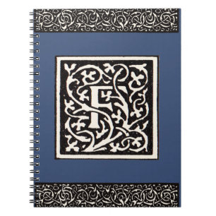 Vintage Monogram F Art nouveau Brev Anteckningsbok Med Spiral