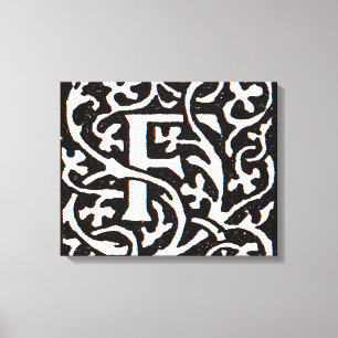 Vintage Monogram F Art nouveau Brev Canvastryck