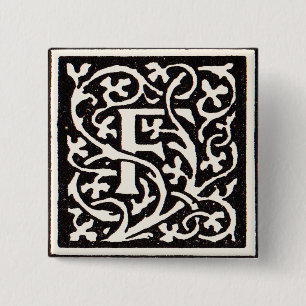 Vintage Monogram F Art nouveau Brev Knapp
