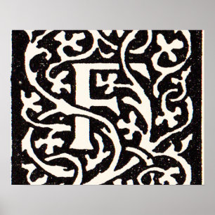 Vintage Monogram F Art nouveau Brev Poster
