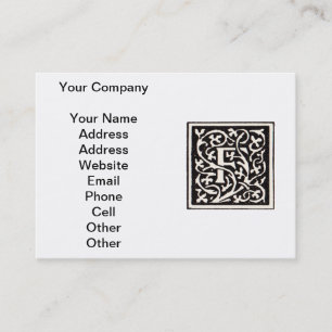 Vintage Monogram F Art nouveau Brev Visitkort