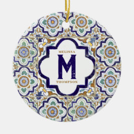 Vintage Monogram för kanadensiska prydnadsfiskar Julgransprydnad Keramik