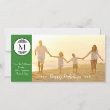 Vintage Monogram Grön - Fotokort