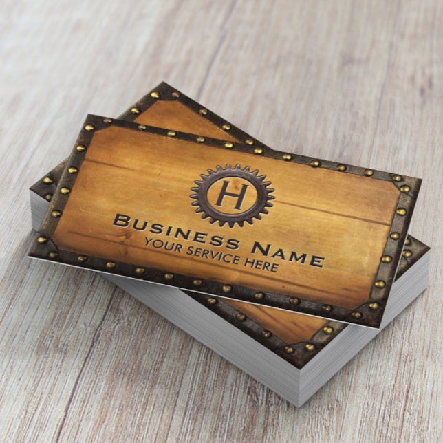 Vintage Monogram Industrial Steampunk Visitkort (Skapare uppladdad)