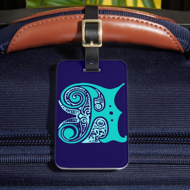 Vintage Monogram Initial Brev A Bagagebricka (Framsida Insitu 2)