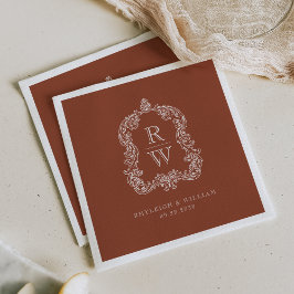 Vintage Monogram-kamratskapsegel Namn Terrakotta B Pappersservett