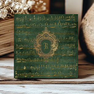 Vintage Monogram-krön Initial Notmanuskript Grönt Kakelplatta