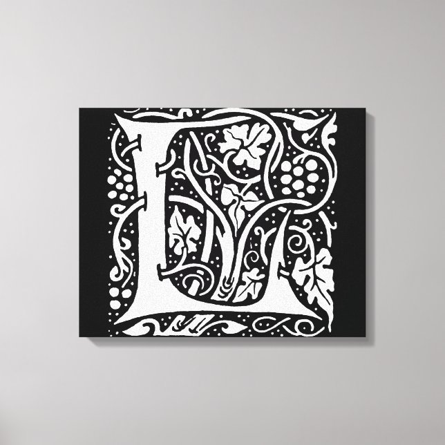 Vintage Monogram L Art nouveau Canvastryck (Framsida)