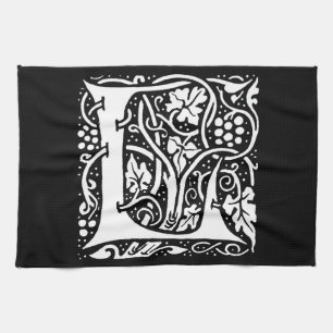 Vintage Monogram L Art nouveau Kökshandduk