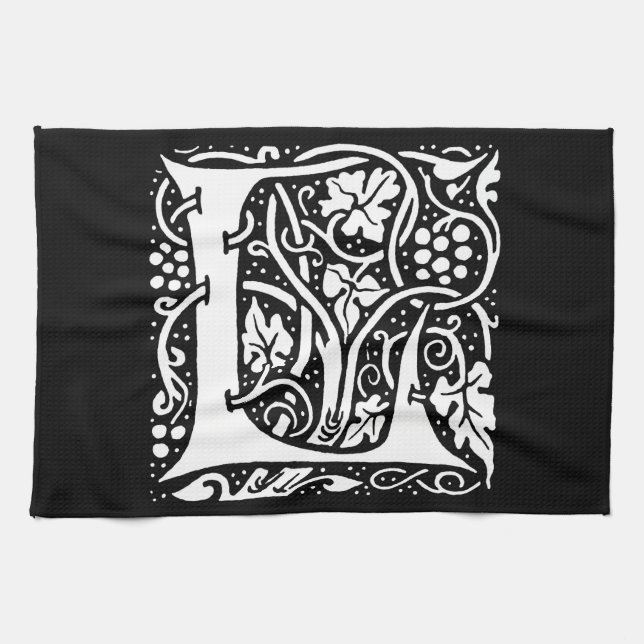 Vintage Monogram L Art nouveau Kökshandduk (Horisontell)