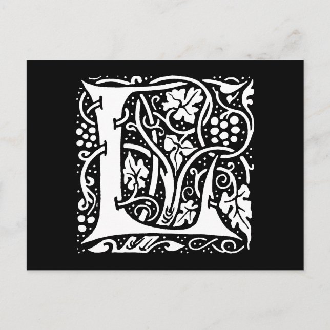 Vintage Monogram L Art nouveau Vykort (Framsida)
