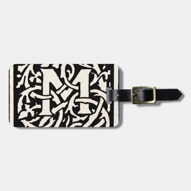 Vintage Monogram M Art nouveau Brev Bagagebricka (Horisontell Framsida)