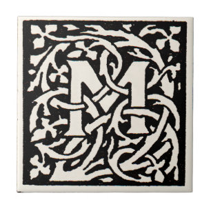 Vintage Monogram M Art nouveau Brev Kakelplatta