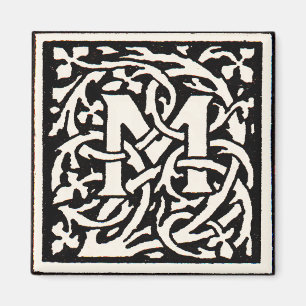 Vintage Monogram M Art nouveau Brev Magnet