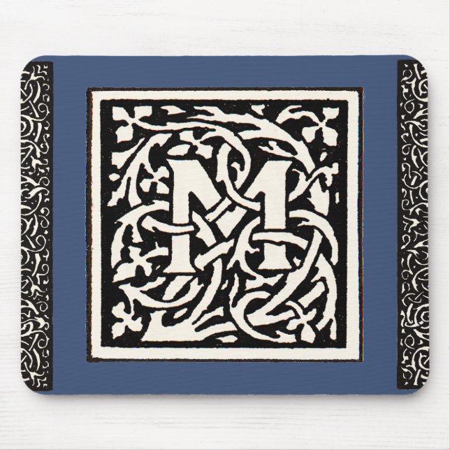 Vintage Monogram M Art nouveau Brev Musmatta (Framsidan)