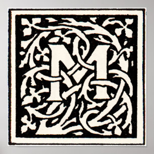 Vintage Monogram M Art nouveau Brev Poster