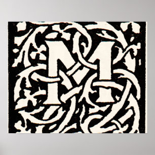 Vintage Monogram M Art nouveau Brev Poster
