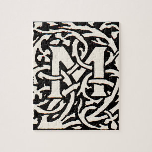 Vintage Monogram M Art nouveau Brev Pussel