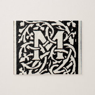 Vintage Monogram M Art nouveau Brev Pussel
