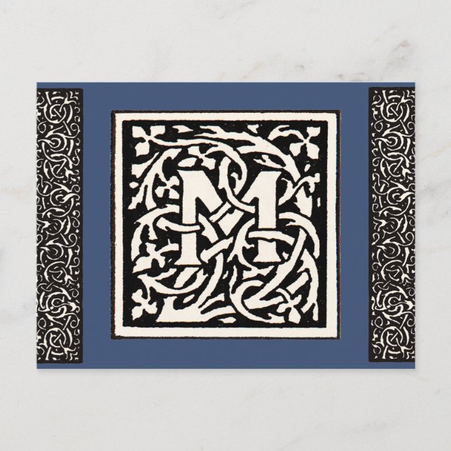 Vintage Monogram M Art nouveau Brev Vykort (Framsida)