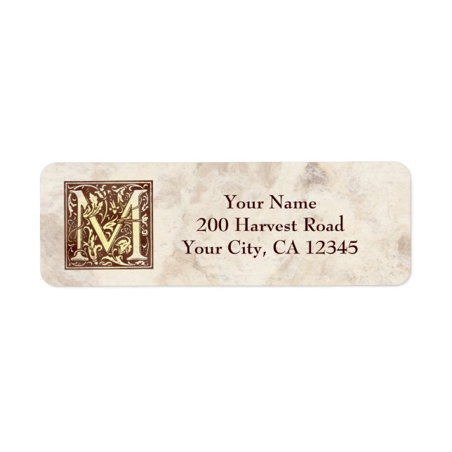 Vintage Monogram M Returadress Etikett (Framsidan)