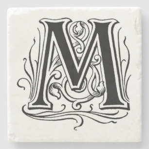 Vintage Monogram "M" Underlägg Sten