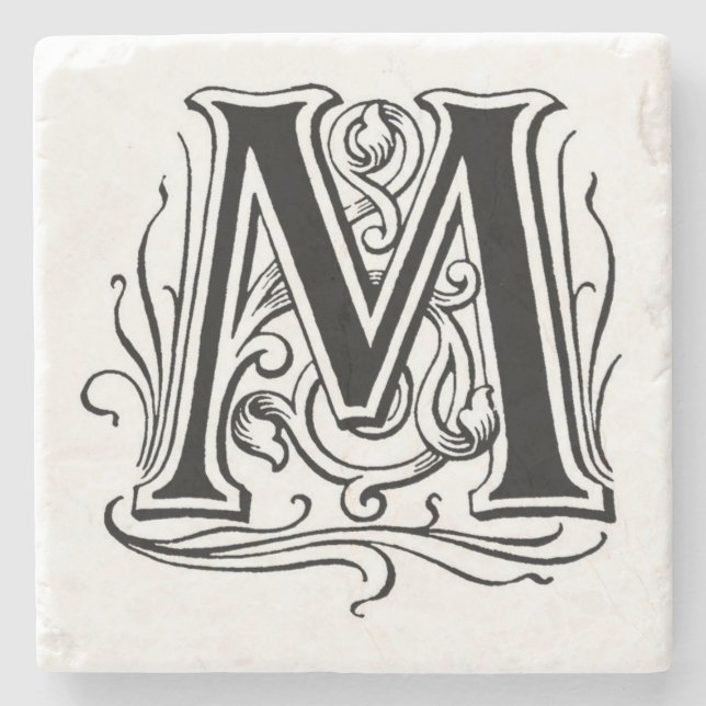 Vintage Monogram "M" Underlägg Sten (Framsidan)