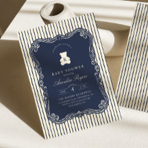 Vintage Monogram Navyblå Nalle Barnkalas
