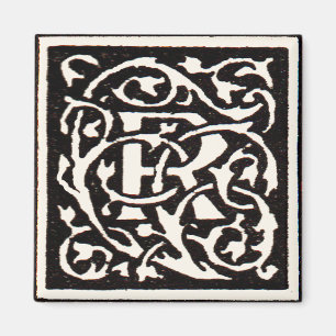 Vintage Monogram R Art Nouveau Bokstav Magnet