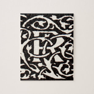 Vintage Monogram R Art nouveau Brev Pussel