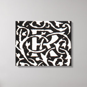 Vintage Monogram R Art nouveau Canvastryck